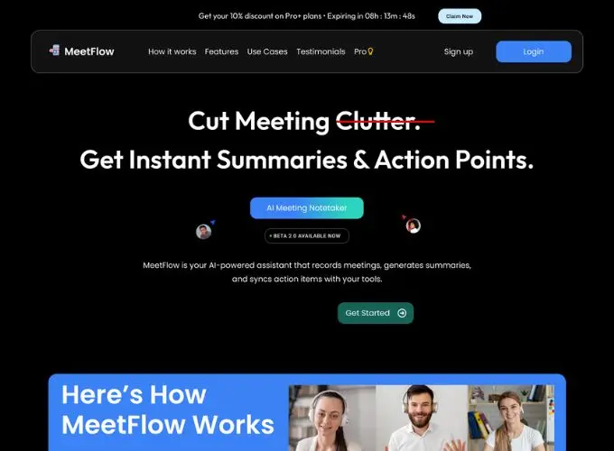 SaaS MeetFlow UI UX Design Homepage Thumb